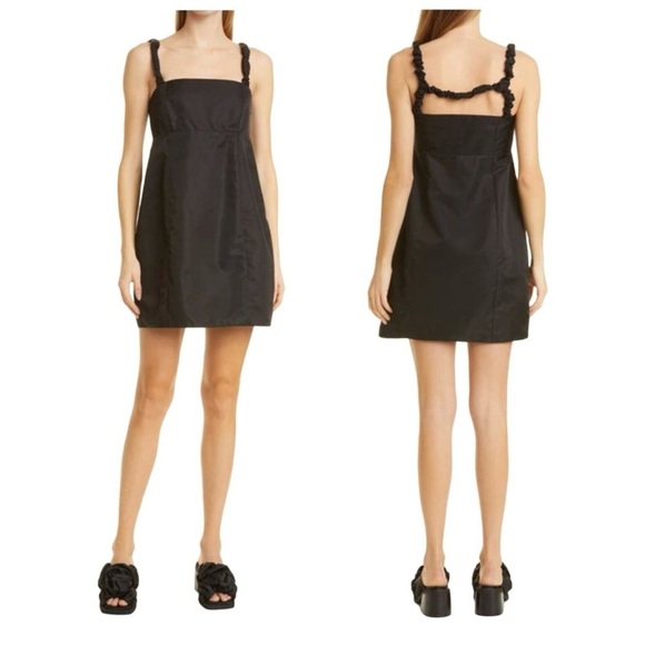 NWT GANNI Nylon Ruched Strap Mini Empire Dress Size 40= US 8/10 - Picture 2 of 10
